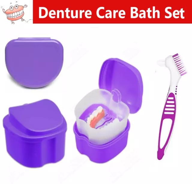 Denture Case Denture Care Retainer Case Retainer Box, Denture Brush, Set of 1 EA