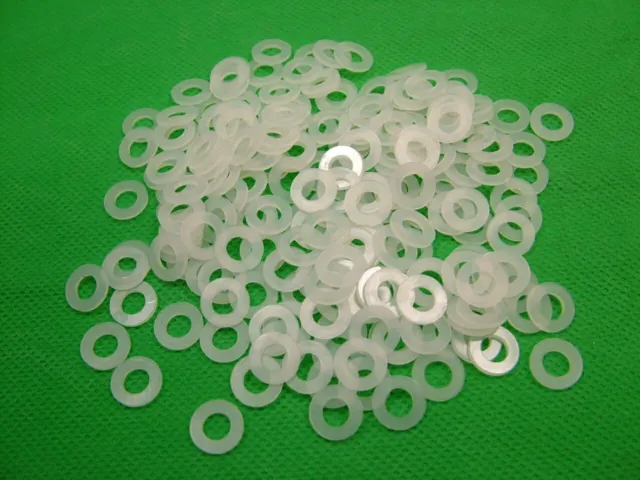 Nylon plastic washers M5 white, pack 100, outside/inside diameters 10.0mm/5.3mm