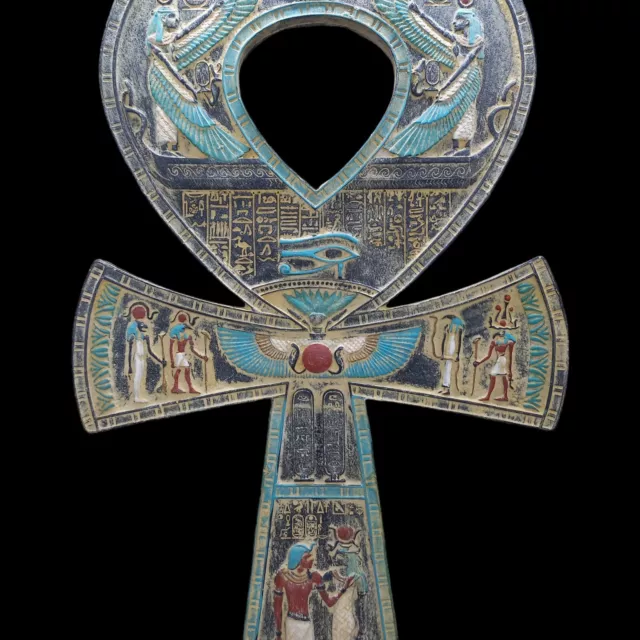 Large Rare Ancient Egyptian Antique King Tut Ankh Key Of Life With Isis & Scarab 3