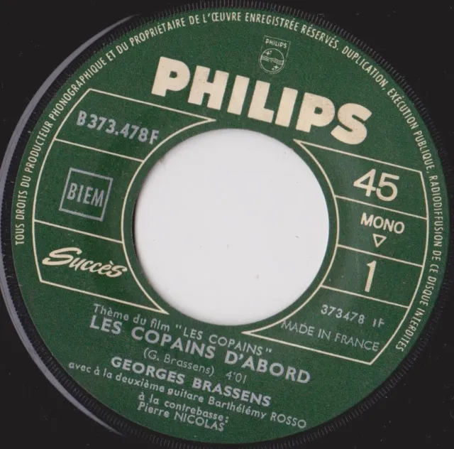 Georges Brassens Les Copains D'abord / La Route Aux 4 Chansons French 45 Single