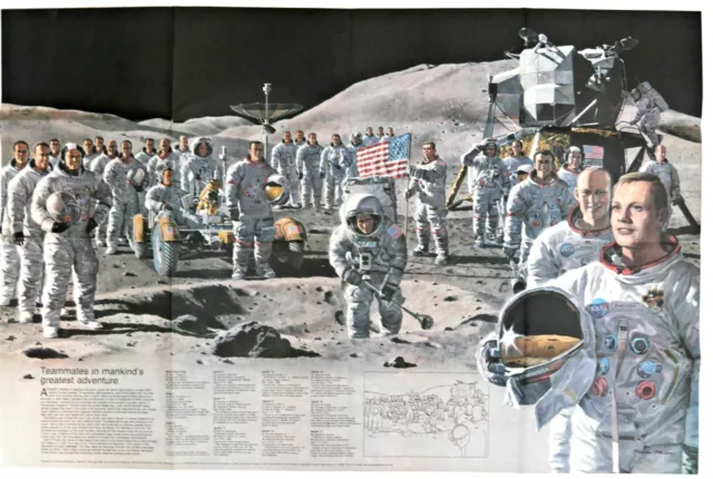 1973-9 September TEAMMATES GREATEST ADVENTURE MOON National Geographic Map - A3+