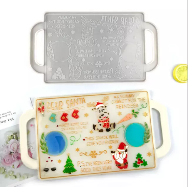Silikon Weihnachten Untersetzer Harz Gießform Servierbrett Tablett Epoxy Form