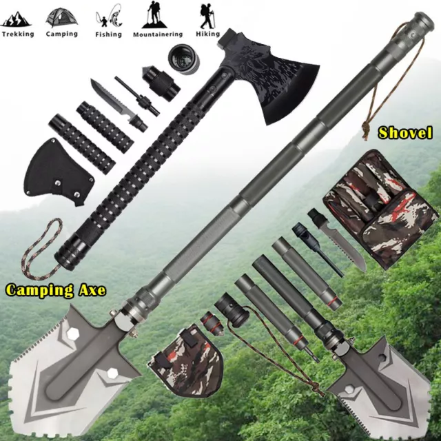 Military Folding Shovel Axe Set Tactical Survival Spade Kit Camping Outdoor Tool