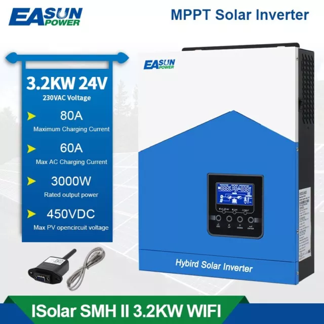 Easun 3000W Solar Off Grid Inverter 24V 80A MPPT Charger Controller 230V Wifi