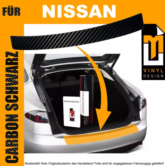 LACKSCHUTZFOLIE LADEKANTENSCHUTZ FÜR Nissan X-Trail T32, ab 2014 Carbon Schwarz