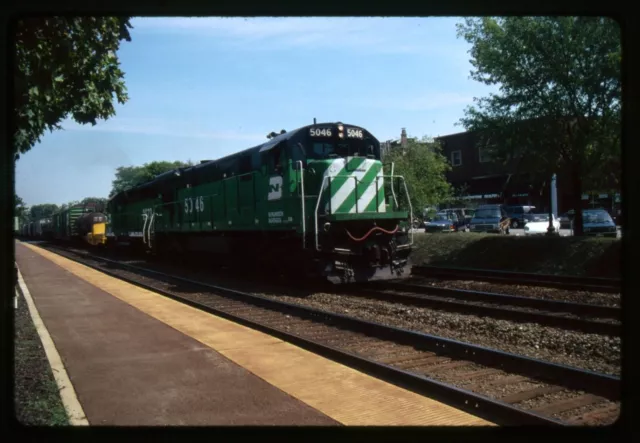 Railroad Slide - Burlington Northern #5046 Locomotive 1991 Hinsdale IL Train