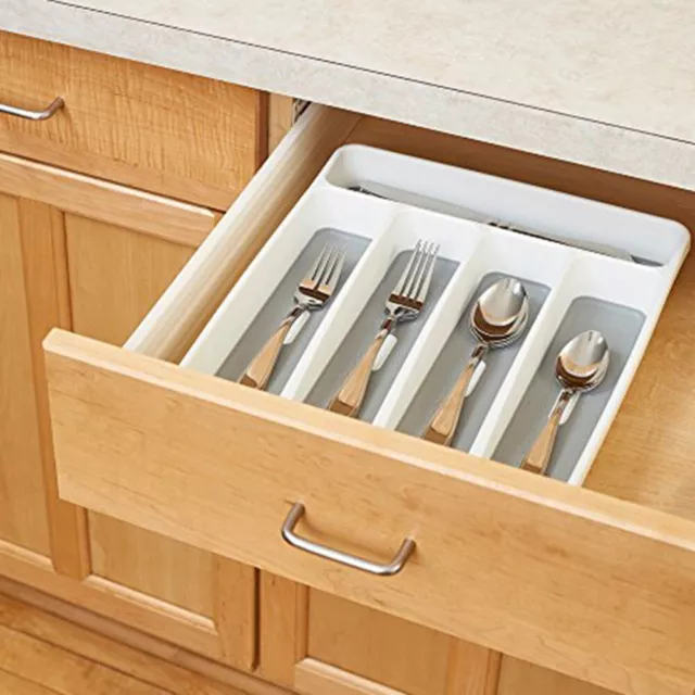 White Kitchen Drawer Organizer Plastic Dinnerware Holder  Home Restaurant