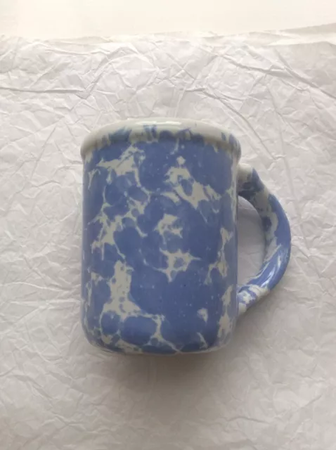 (1) Bennington Potters Vermont Morning Glory Blue Spongeware Mug 4" Tall!