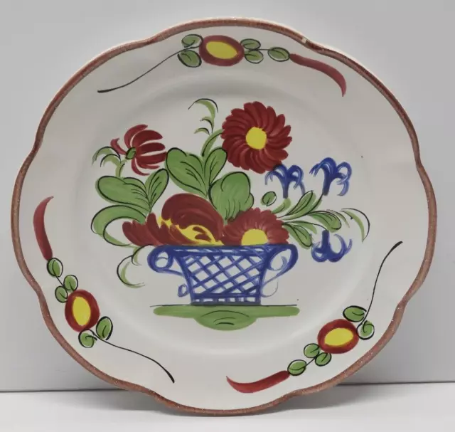 - BELLE ASSIETTE DECORATIVE CERAMIQUE au Panier Fleuri XXe goût XIXe Vitrine  D