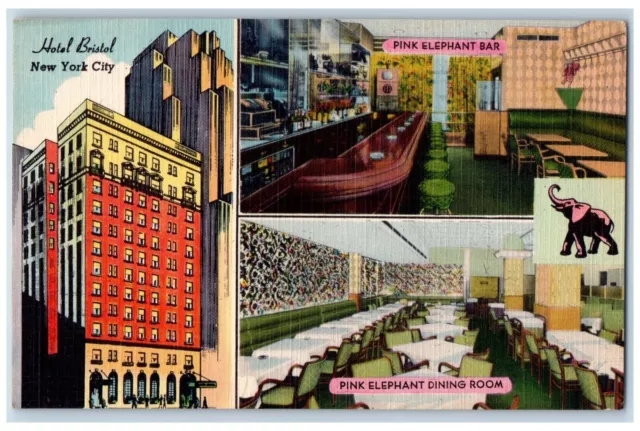 View Of Hotel Bristol Building New York City NY Multiview Vintage Postcard