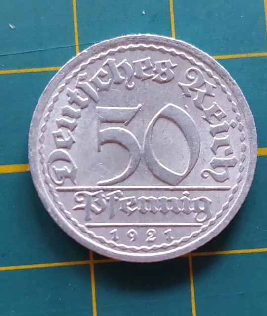 Kursmünze Deutsches Reich 50 Pfennig 1921, Buchstabe A