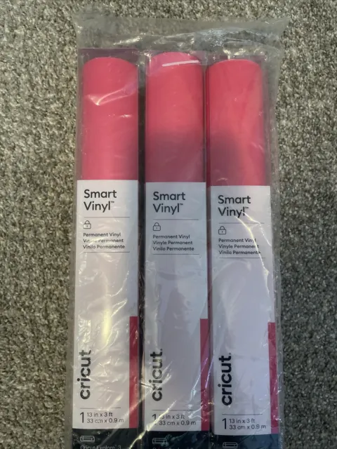 Cricut 13"x3' Smart Vinyl Permanent Adhesive Party Pink 3 Roll Bundle Party Pink