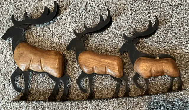 Metal And Wood Art Of Elk Deer Rustic  Mantel Work
