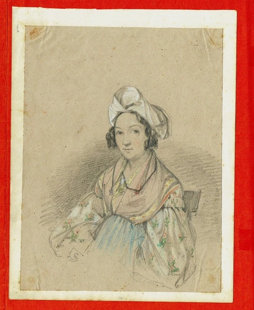 Dessin Original Signé René Thiry - Portrait Au Crayon De Léonard De Vinci, XIXe Siècle