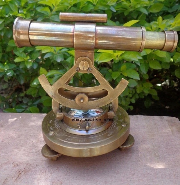 Réplique Ancien Théodolite / Télescope En Laiton - Instrument De Levé Décoratif Style Antique