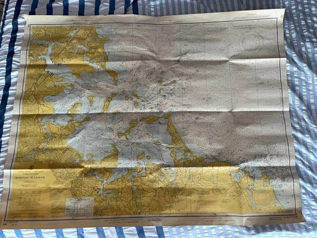 LARGE 1965 BOSTON Harbor Map Chart By The US Dept. Of Commerce 46" x 36 ...