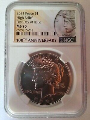 2021 Peace Silver Dollar Ngc Ms70 First Day Of Issue