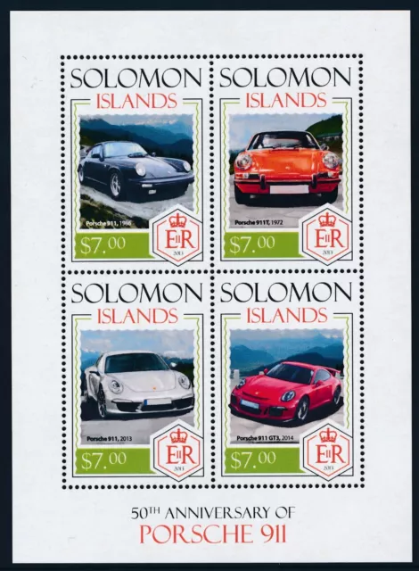 2013 Solomon Islands Porsche 911 Anniversary Mini Sheet (4 Stamp) Fine Mint Mnh