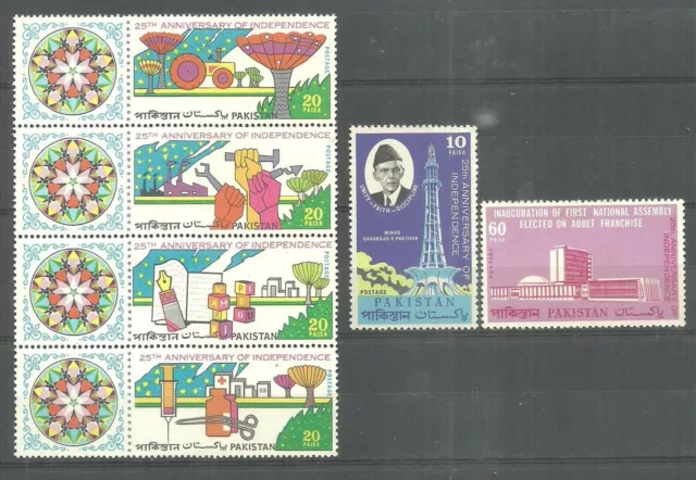165.PAKISTAN 1972 Set/6 Briefmarke + Label 25TH. Jubiläum Von Independence. MNH