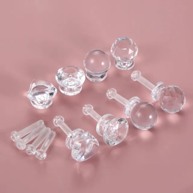 10Pcs Acrylic Handle Knob with Screws for Dresser Cabinet Pull Drawer Door Decor