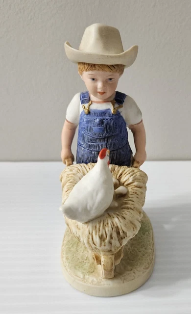 Vtg 1985 Homco Denim Days Figurines Boy #1501  Harvest Helper