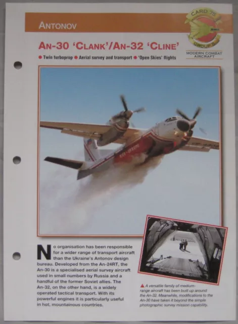 Aircraft of the World Card 75 , Group 5 - Antonov An-30 'Clank'/An-32 'Cline'