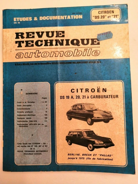 Revue Technique Citroën DS19 - 2ème Partie - Édition 1957 Pour Collectionneurs