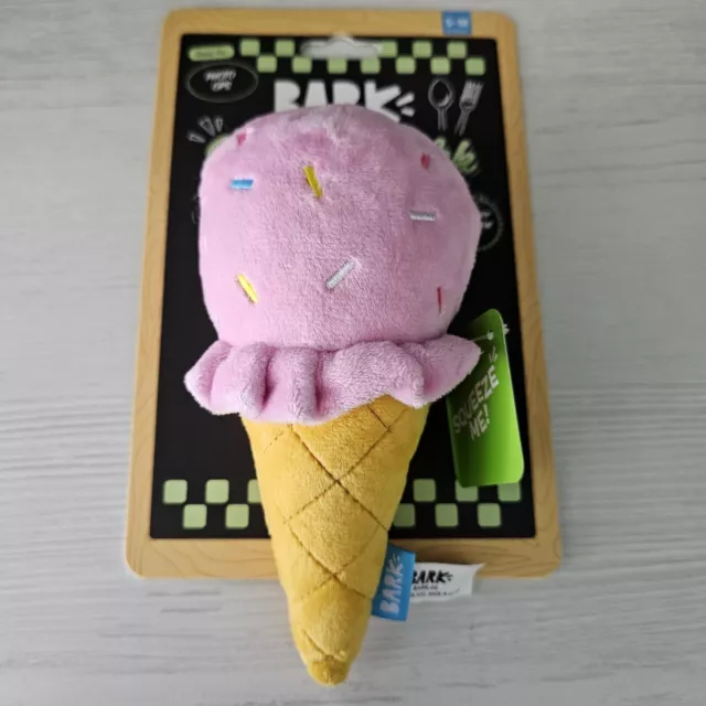 Bark Box Ice Cream Cone Squeak S-M Bark Dog Toy Slobbery Ice Cream Cone NEW