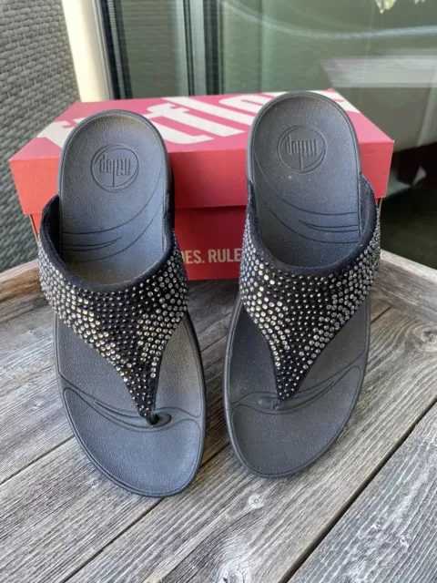 NWT FitFlop Flare Women’s Rhinestone Thong Wedge Sandal