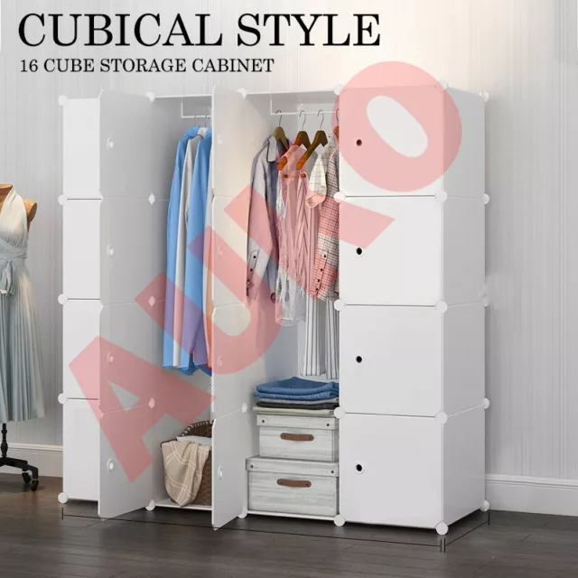 DIY XL 8 12 16 Cube Storage Cabinet Compartment Wardrobe Rack Shelf Portable