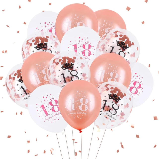 18. Geburtstag Luftballon Set In Roségold Mit Konfetti - Latexballons Für Partydeko Mit Girlande