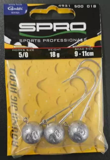 SPRO Gamakatsu Round Jig Head 22 5/0 18g 3 Stück Jigkopf Jighead Bleikopf NEW