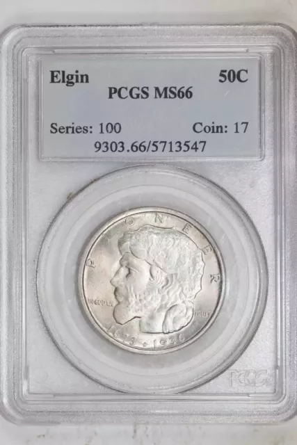 1936 Elgin Silver Commemorative Half Dollar Pcgs Ms66 - Very Pq!