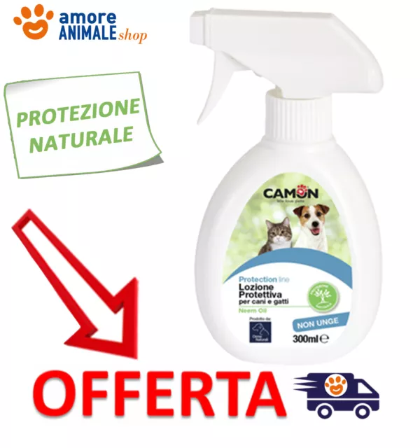 Camon Lozione Protettiva per Cani e Gatti Protezione Naturale Olio Neem 300 ml