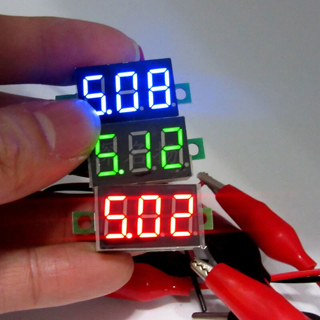 MECCANIXITY 3-Wire DC 0-30V Digital Voltmeter – 0.36in LED Display (Red/Green/Blue, 3-Pack)