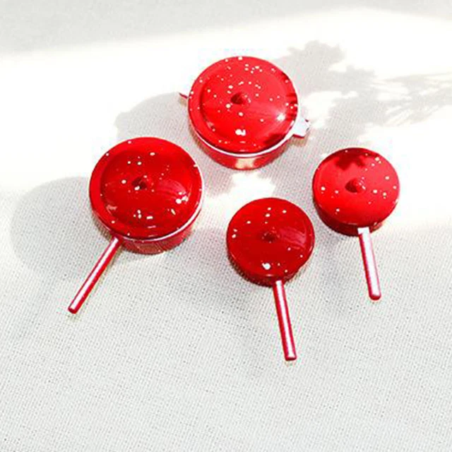 Rot Legierung Mini Kochen Pan Set 1:12 Puppenhaus Miniatur Küche