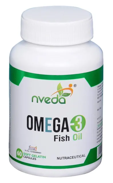 Nveda Omega 3 Fish Oil ( 1000 mg Omega 3 ) Pack of 60 Softgels + Free Shipping