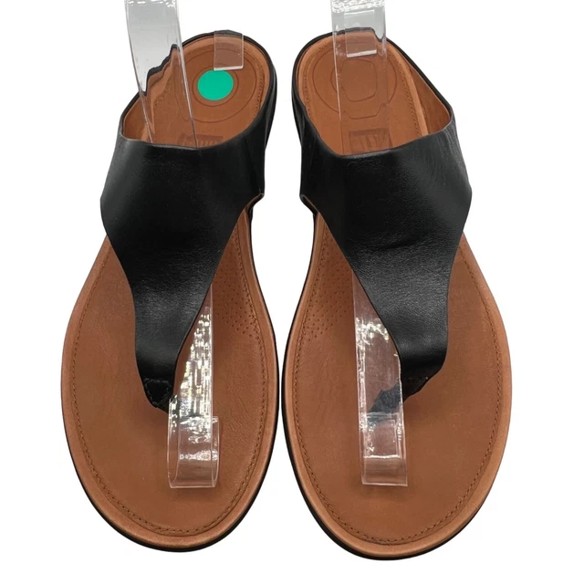 Fitflop Womens Banda II Toe Thong Leather Sandal Sz 8 Black Slip On Lightweight 3