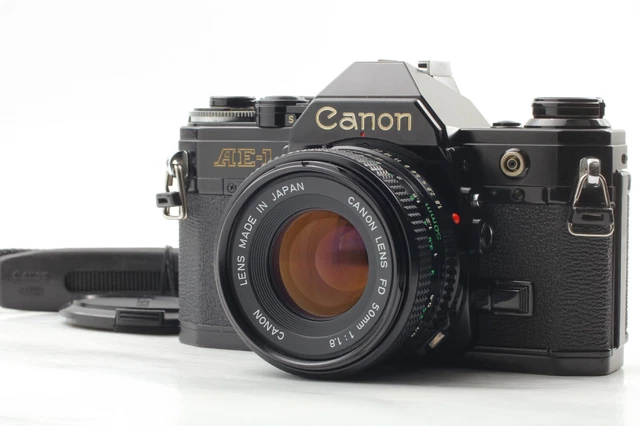 【N MINT Strap】 Canon AE-1 Black SLR Camera NFD New FD 50mm F1.8 Lens From Japan