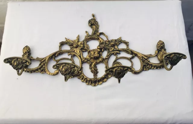 Antique Cast Bronze COAT HAT RACK HANGER French Spanish Italian, Ornate, Rococo