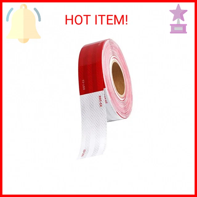 1 inch x 30Feet Reflective Safety Tape DOT-C2 Waterproof Red and White Adhesive