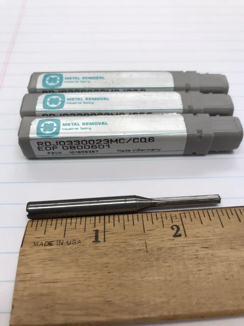 1 pc. 3.3mm CARBIDE HP COOLANT THRU STRAIGHT FLUTE DRILL. METAL REMOVAL (loc A12