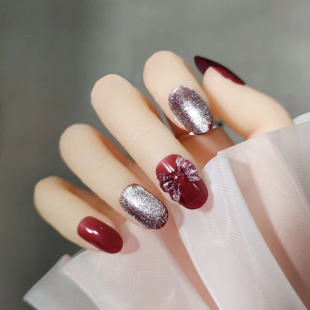 Wearable Manicure Almond Fake Nails Medium Length Nail Tips False Nail  Women