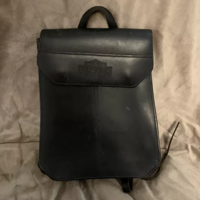 Vintage Harley Davidson Leather Backpack Carry Bag Old Motorcycle Estate Find