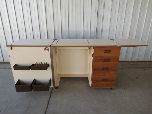 Horn Sewing Machine Cabinet Overlocker Storage on Castors Vintage 2