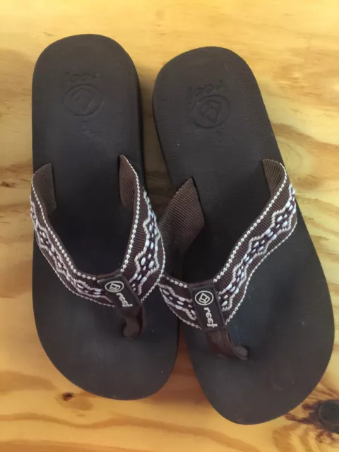 Reef Sandals Women's Casual Comfort Slip On Thong Flip Flops Brown Fabric Size 9