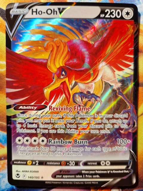 Ho-Oh V 140/195 HP230 Holo Rare Pokemon Card TCG - Silver Tempest Set