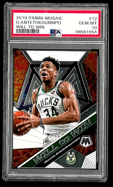 2019 Panini Mosaic Basketball Card #12 Giannis Antetokounmpo Psa 10 Will To Win