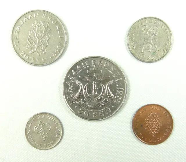 Brunei coins set of 5 pieces 1978-1990