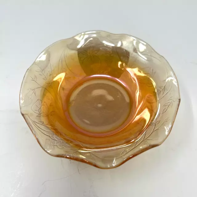 Vintage Candy Bowl - Iridescent Marigold CARNIVAL GLASS - Scalloped Edge